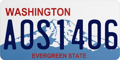WA license plate AOS1406
