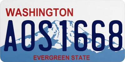 WA license plate AOS1668
