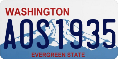 WA license plate AOS1935