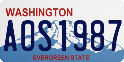WA license plate AOS1987