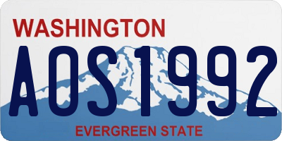 WA license plate AOS1992