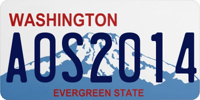 WA license plate AOS2014