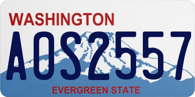 WA license plate AOS2557