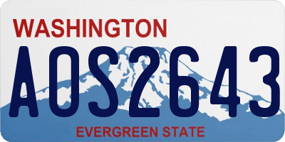 WA license plate AOS2643