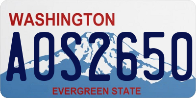 WA license plate AOS2650