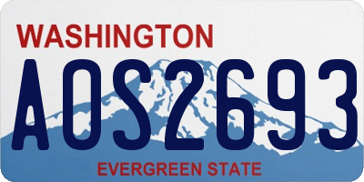WA license plate AOS2693