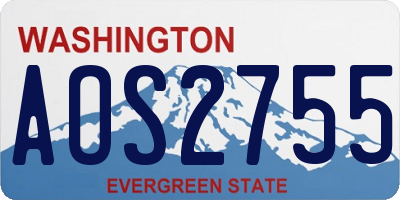 WA license plate AOS2755