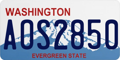 WA license plate AOS2850
