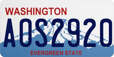 WA license plate AOS2920