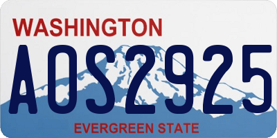 WA license plate AOS2925
