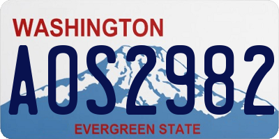 WA license plate AOS2982
