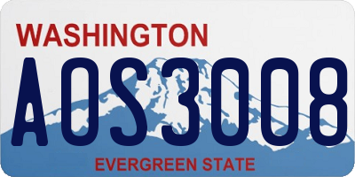 WA license plate AOS3008