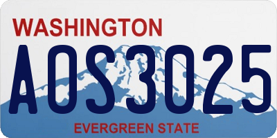 WA license plate AOS3025