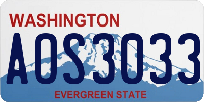 WA license plate AOS3033
