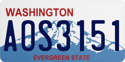 WA license plate AOS3151