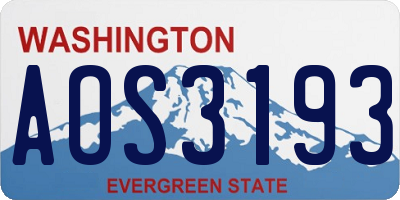 WA license plate AOS3193