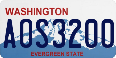 WA license plate AOS3200