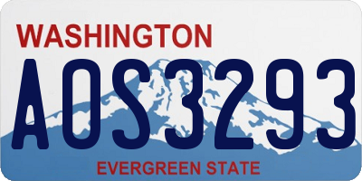 WA license plate AOS3293