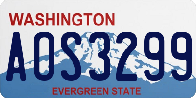 WA license plate AOS3299