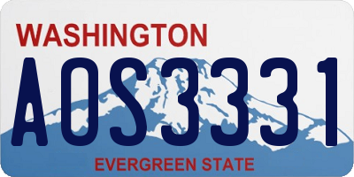 WA license plate AOS3331