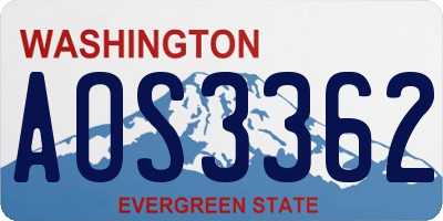 WA license plate AOS3362
