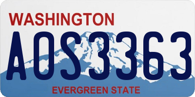 WA license plate AOS3363