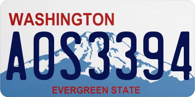 WA license plate AOS3394