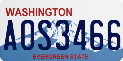 WA license plate AOS3466