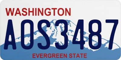 WA license plate AOS3487
