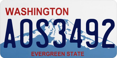 WA license plate AOS3492