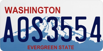 WA license plate AOS3554
