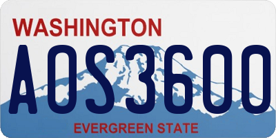 WA license plate AOS3600