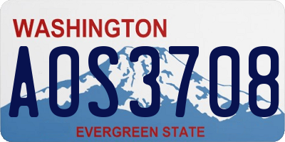 WA license plate AOS3708