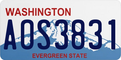 WA license plate AOS3831