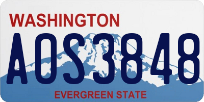 WA license plate AOS3848