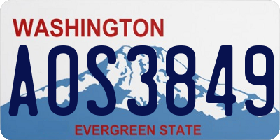 WA license plate AOS3849
