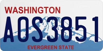 WA license plate AOS3851