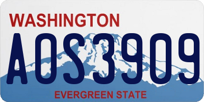 WA license plate AOS3909
