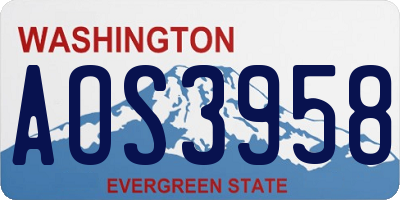 WA license plate AOS3958