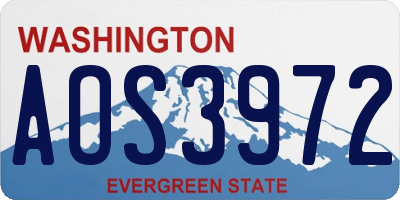 WA license plate AOS3972