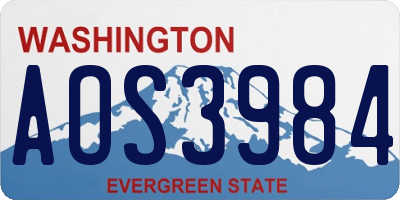 WA license plate AOS3984