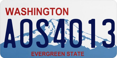 WA license plate AOS4013