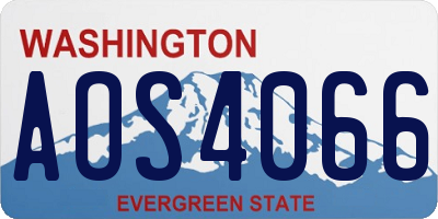 WA license plate AOS4066
