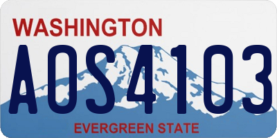 WA license plate AOS4103