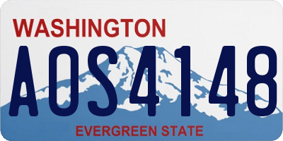 WA license plate AOS4148