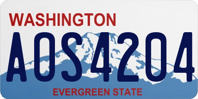WA license plate AOS4204
