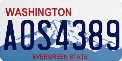 WA license plate AOS4389