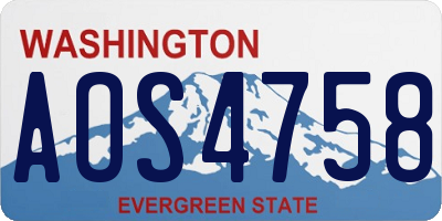 WA license plate AOS4758
