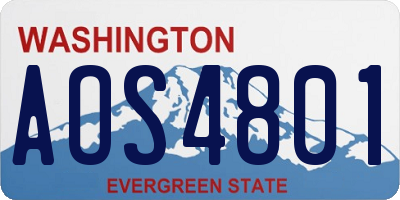 WA license plate AOS4801