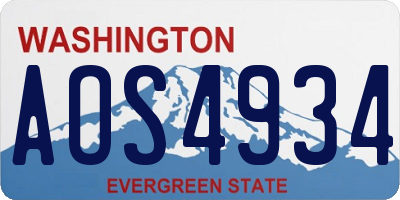 WA license plate AOS4934